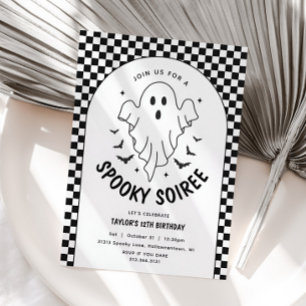 Convite de Aniversário de Halloween Fantasma Retro