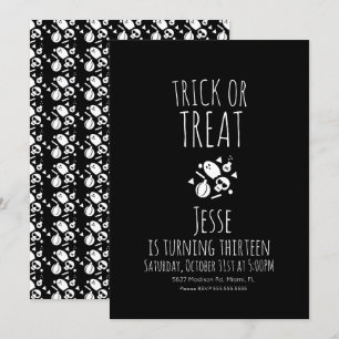 Convite de Aniversário de Halloween Fantasma Truqu
