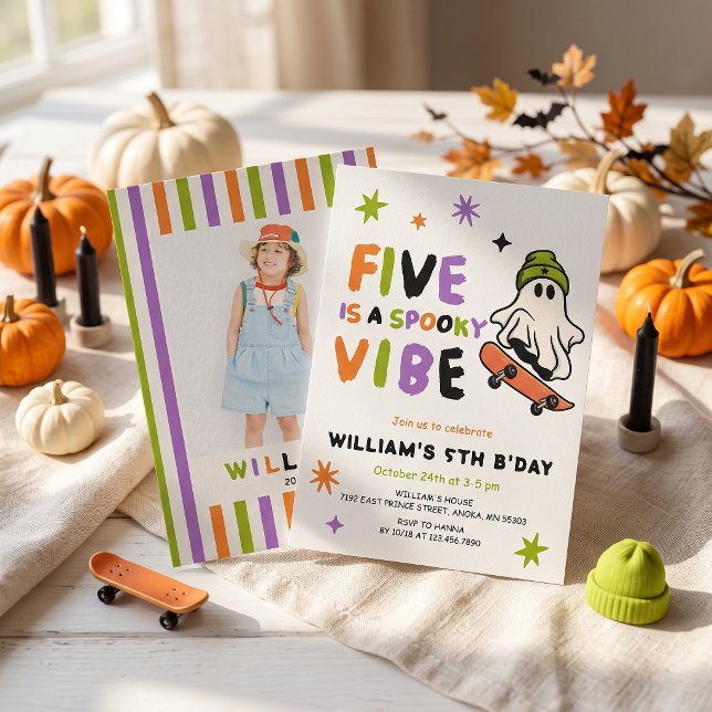 Convite de Aniversário de Halloween Five é Vibe As (Criador carregado)