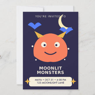 Convite de Aniversário de Halloween Infantil Moonl