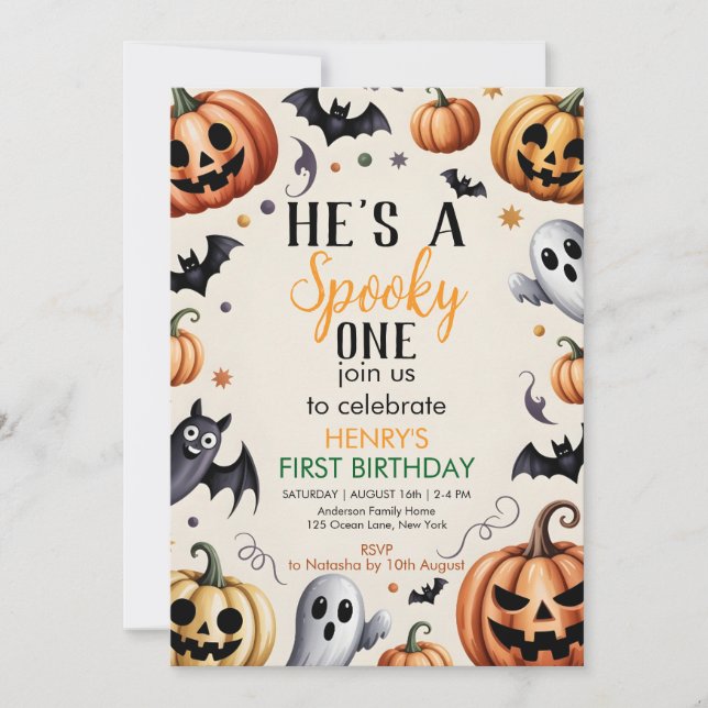 Convite de Aniversário de Halloween Jack-O-Lantern (Frente)