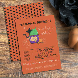 Convite de aniversário de Halloween laranja para c
