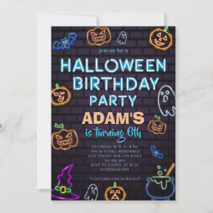 Convite de Aniversário de Halloween Neon