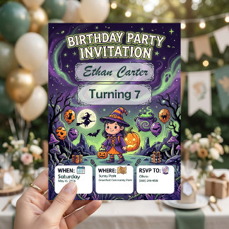Convite de Aniversário de Halloween, Personalizáve
