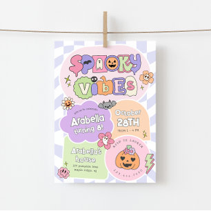 Convite de Aniversário de Halloween Préppy Vibraçõ