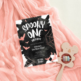 Convite de Aniversário de Halloween Rosa Morcegos 