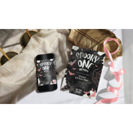 Convite de Aniversário de Halloween Rosa Morcegos 