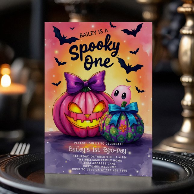 Convite de Aniversário de Halloween Spooky One (Criador carregado)