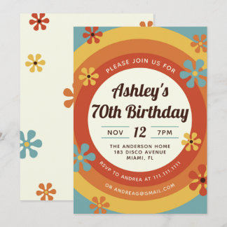 Convite de aniversário de Hippie Disco 70