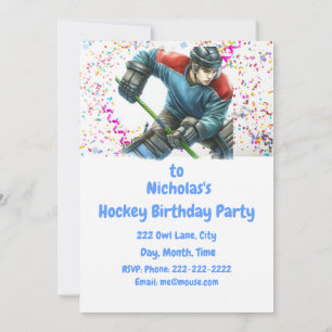 Convite de aniversário de Hockey Themed
