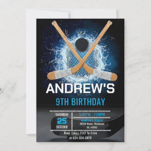 Convite de Aniversário de Hóquei Simples Personali