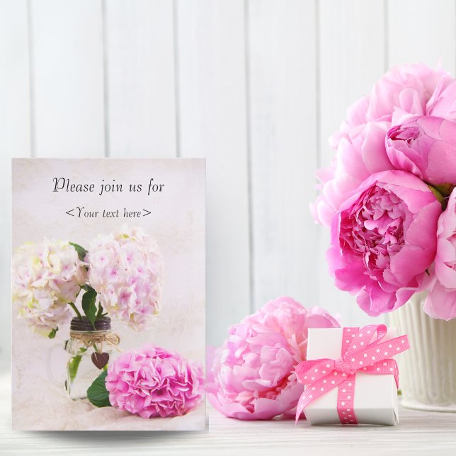 Convite de Aniversário de Hortênsias Pastel em Pot (Criador carregado)