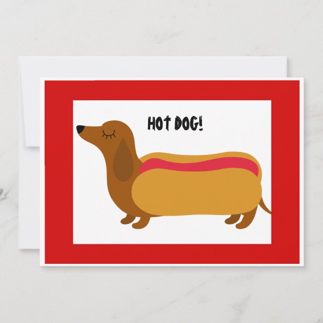 Convite de Aniversário de Hot Dog Dachshund para D (Frente)