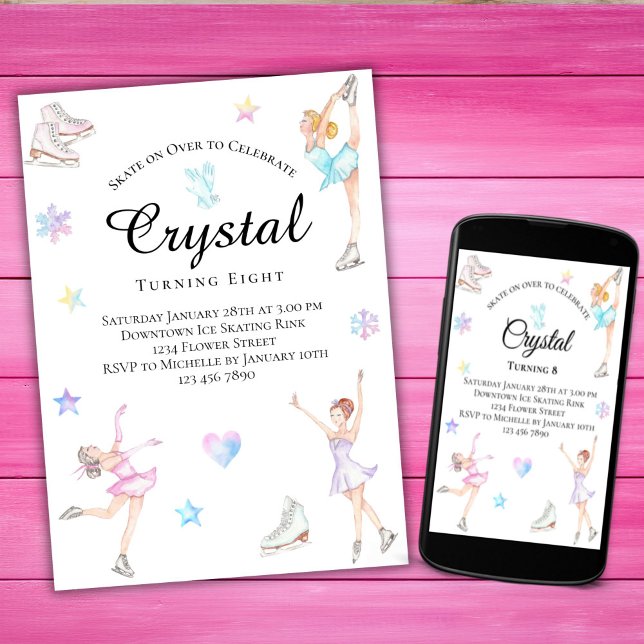 Convite De Aniversário De Ice, Festa De Ice Skatin (Criador carregado)