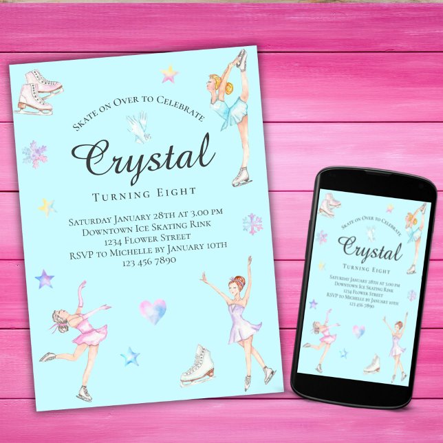 Convite De Aniversário De Ice, Festa De Ice Skatin (Criador carregado)