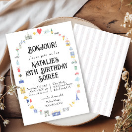 Convite de aniversário de Ícones Bonjour Paris