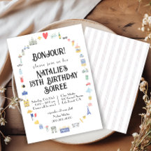 Convite de aniversário de Ícones Bonjour Paris