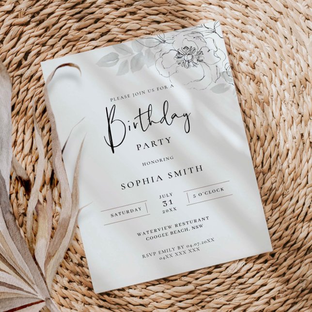 Convite de aniversário de Ilustração Botânica (Criador carregado)