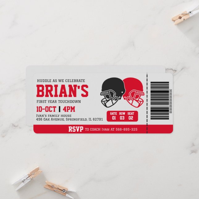 convite de aniversário de ingresso de futebol (Frente/Verso In Situ)