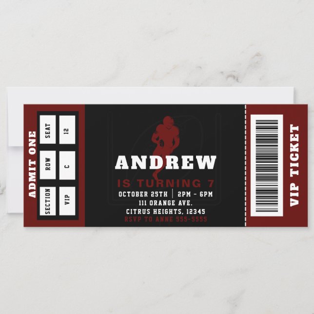 Convite de aniversário de ingresso de futebol (Frente)