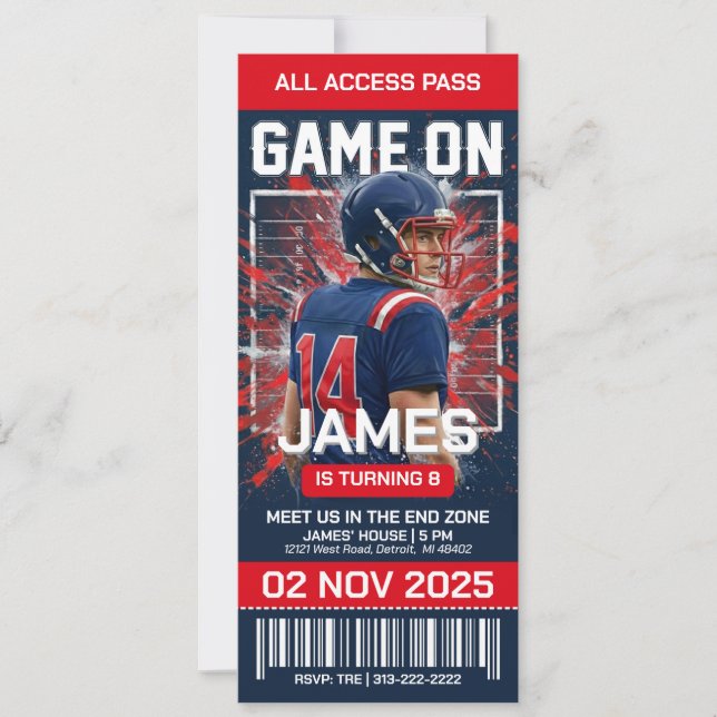 Convite de aniversário de ingresso de futebol edit (Frente)