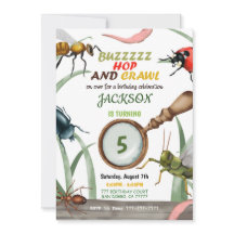 Convite de aniversário de inseto