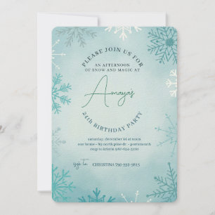 Convite de Aniversário de Inverno Moldura de Floco