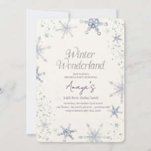 Convite de Aniversário de Inverno Moldura de Floco