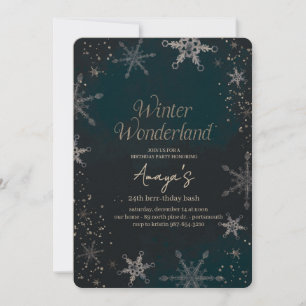 Convite de Aniversário de Inverno Moldura de Floco