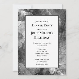 Convite de Aniversário de Jantar de Festa de Mármo