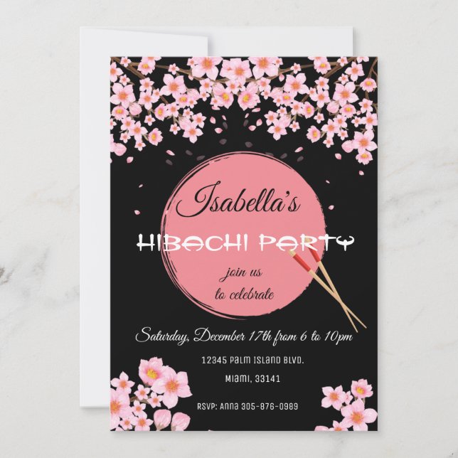 Convite de aniversário de Janto Japonês Hibachi (Frente)
