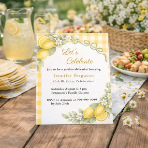 Convite de aniversário de jardim de verão em xadre