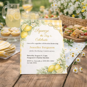 Convite de aniversário de jardim de verão em xadre