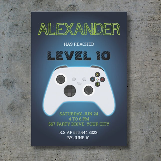 Convite de aniversário de jogador azul (Criador carregado)