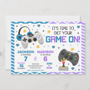 Convite de Aniversário de Jogo de Vídeo Conjunto
