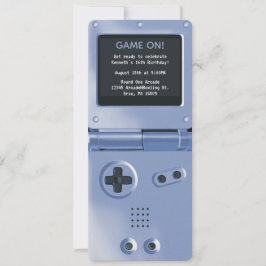 Convite de Aniversário de Jogo Portátil Retro Azul