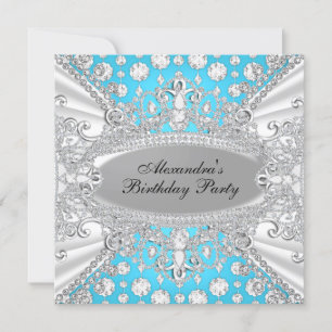 Convite de Aniversário de Jóias de Diamante Azul E