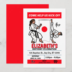 Convite de Aniversário de Karatê (Meninas)