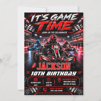 Convite de aniversário de kart pessoal