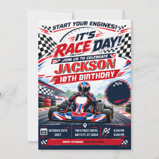 Convite de aniversário de Kart pessoal moderno