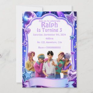 Convite de Aniversário de Kpop Festa de Estrela