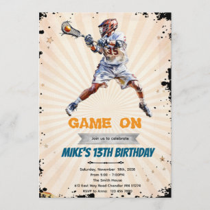 convite de aniversário de lacrosse masculino