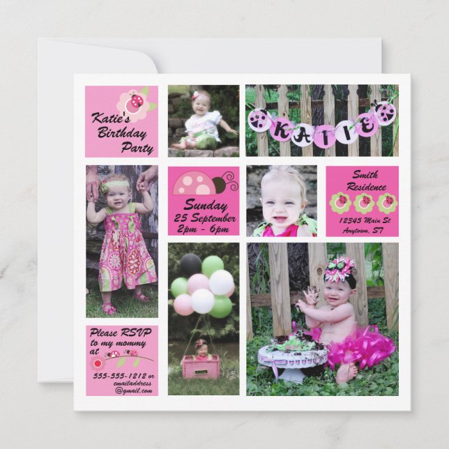 Convite de Aniversário de Ladybug (Frente)