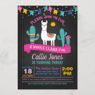 Convite de aniversário de Lama Fiesta