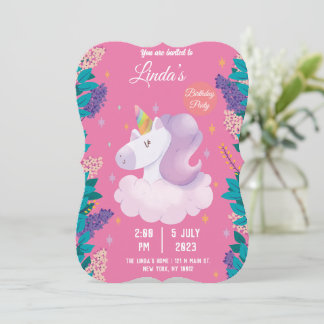 Convite de Aniversário de Lama unicorn