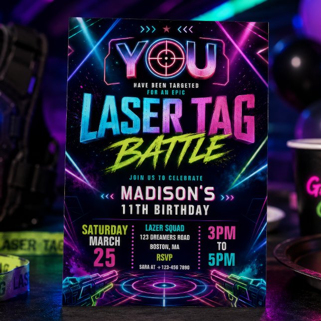 Convite de Aniversário de Laser Tag (Criador carregado)