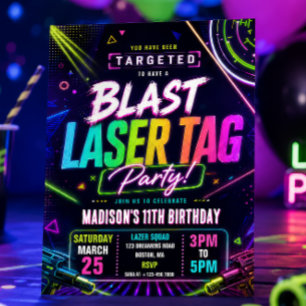 Convite de Aniversário de Laser Tag