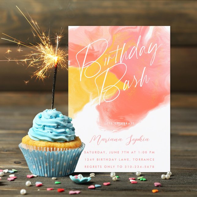 Convite de aniversário de lavagem de cor (Criador carregado)