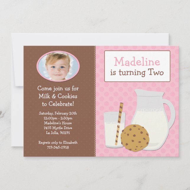 Convite de aniversário de Leite e Cookies para Gir (Frente)