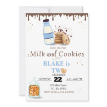 Convite de aniversário de Leite e Cookies para Men